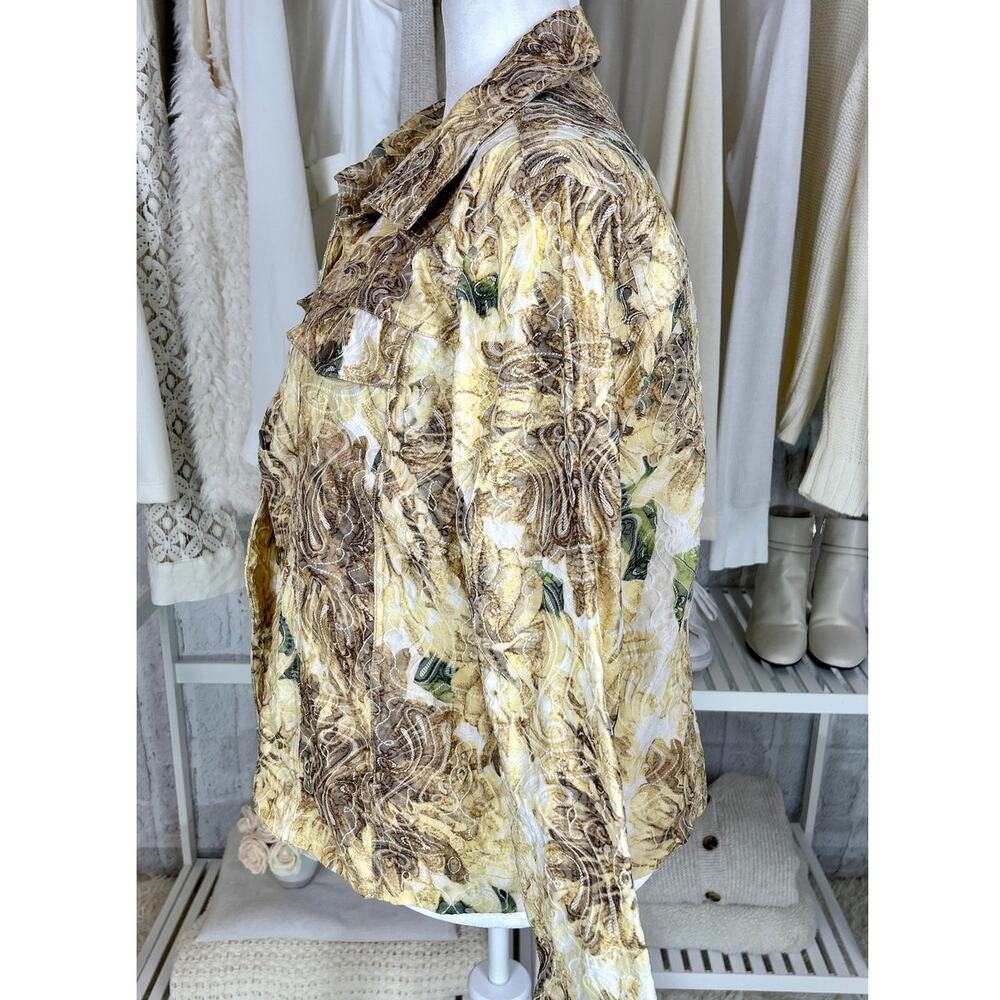 Analogies Plus Women's Size 1X Denim Style Cream Floral Embroidered Jacket #0462 - Picture 4 of 11